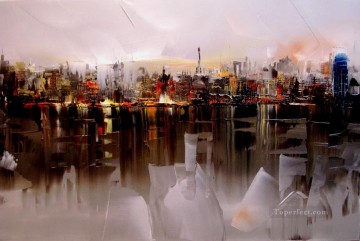 Impresionismo Painting - Paisaje urbano de Kal Gajoum 05 con espátula